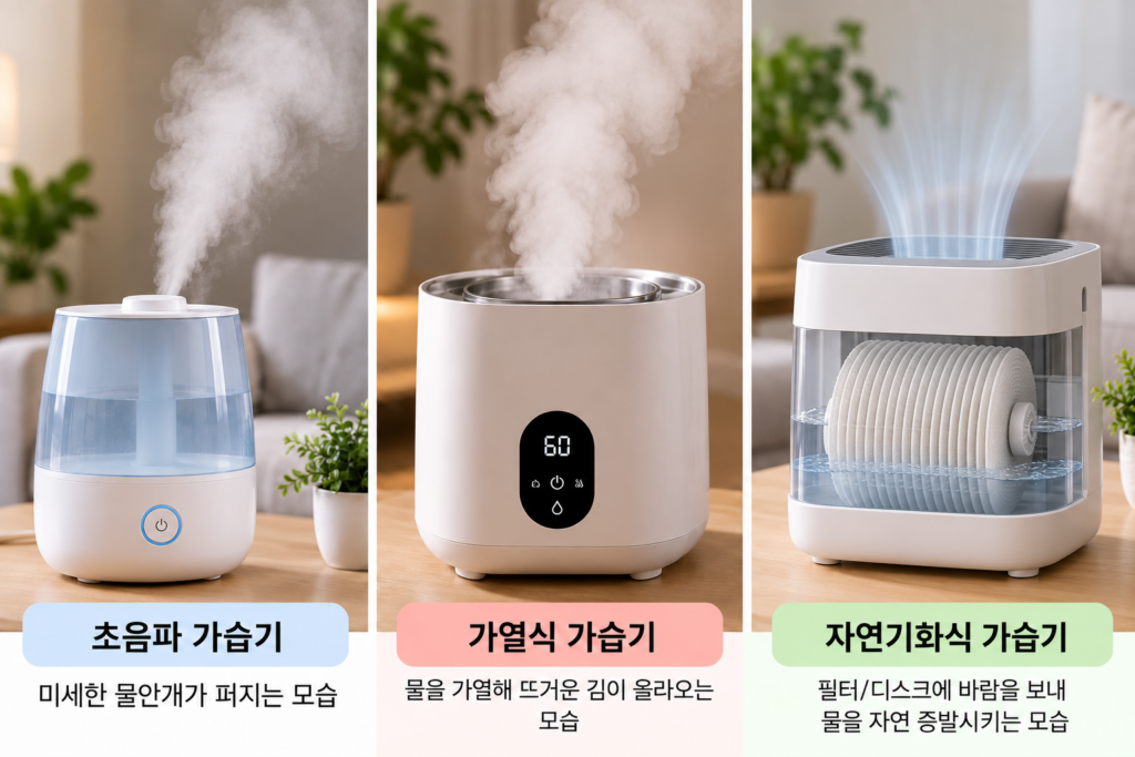 가습기, 초음파 vs 가열식 vs 기화식, 우리 집엔 어떤 것이 더 적절할까